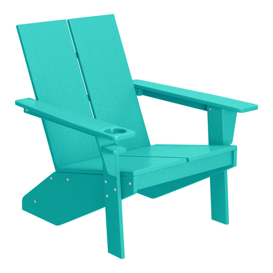 Riviera Outdoor 4-Piece HDPE Modern Adirondack Chairs Set with Folding Patio Ottomans and Cup Holder