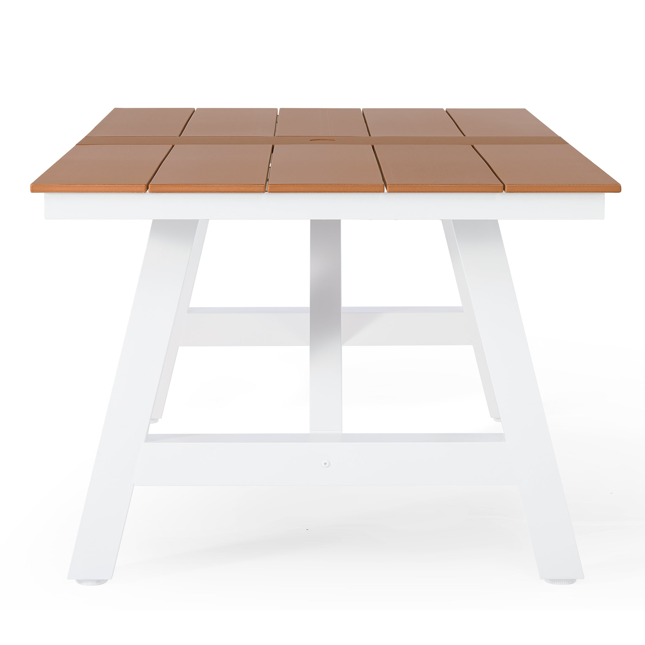 Cape May 90" HDPE Rectangle Outdoor Patio Dining Table With Umbrella Hole and Metal Frame