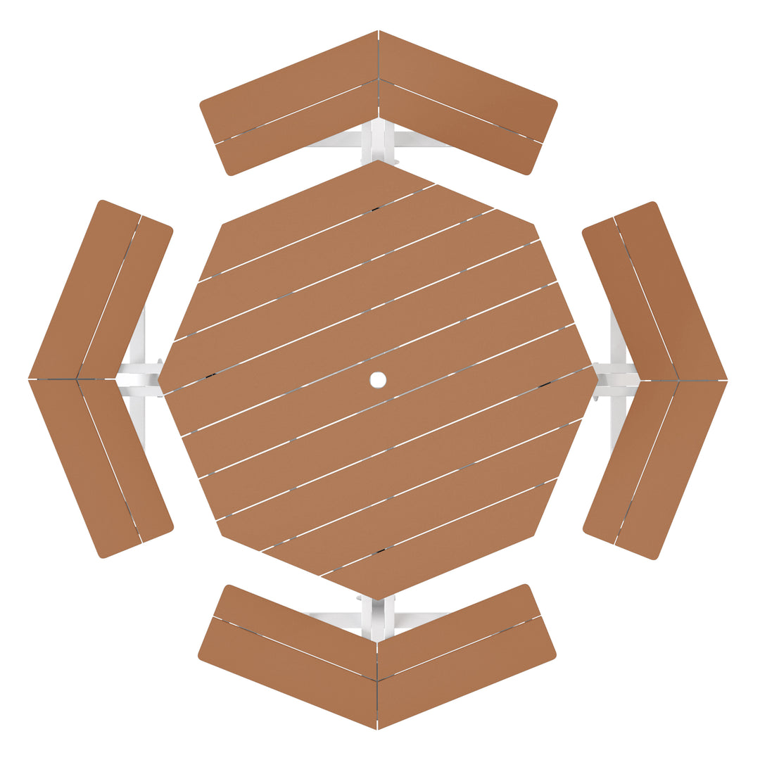 Outdoor 48" HDPE 8-Person Patio Octagon Picnic Table