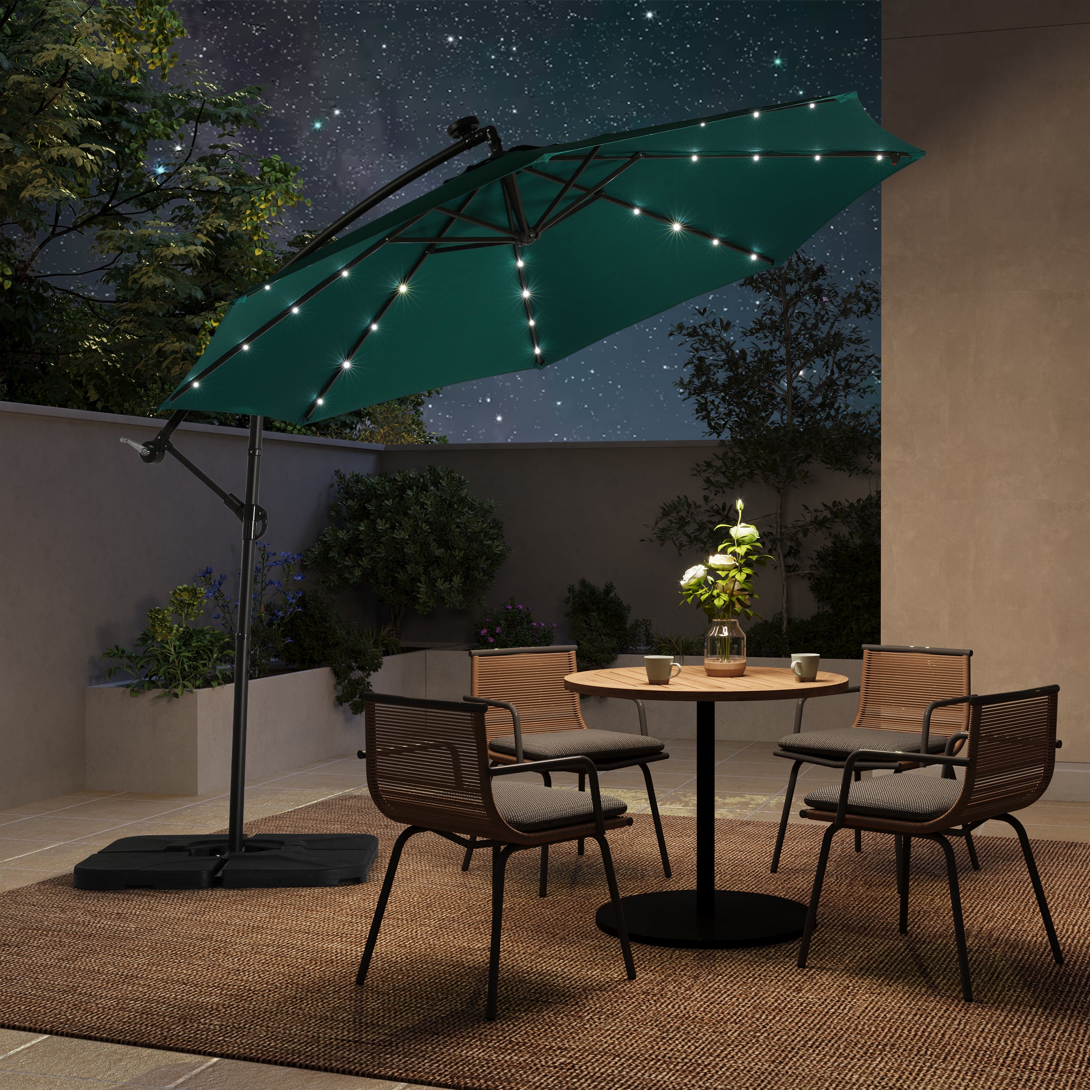 WestinTrends 10 ft Outdoor Patio Solar LED Cantilever Umbrella