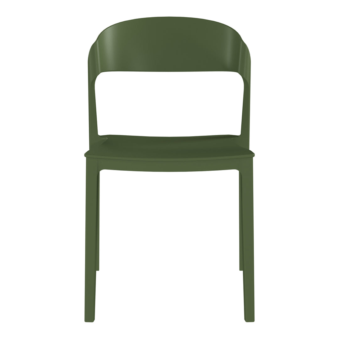 Playa Outdoor Modern Stackable Plastic Patio Bistro Dining Side Chairs (Set of 2)
