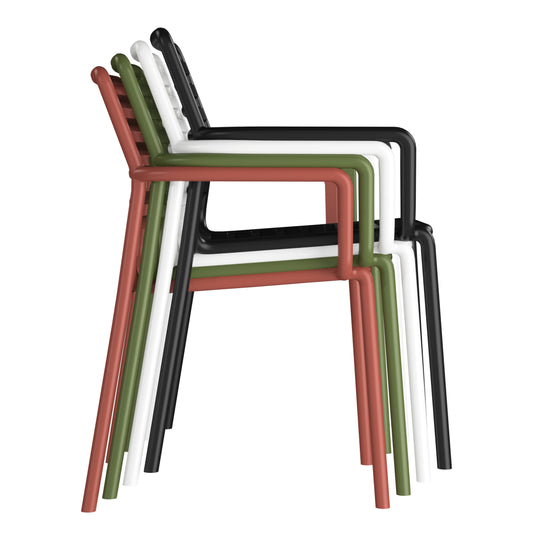 Playa Outdoor Stackable Polypropylene Plastic Resin Dining Armchairs (Set of 4)
