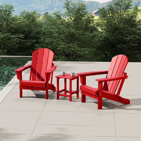 Malibu 3-Piece set Outdoor / Patio Poly Adirondack chair set with a side table ( 2 seater )
