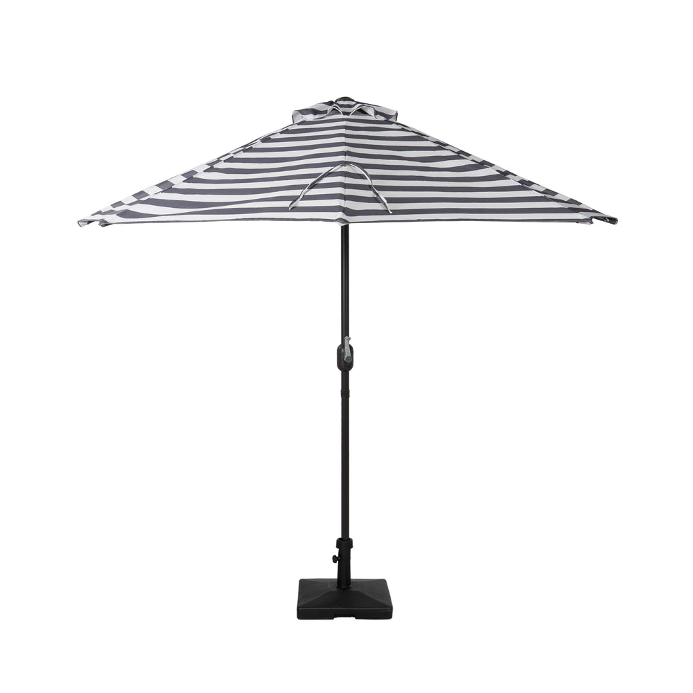 Lanai 9 ft. Aluminum Half Market Crank Lift Patio Umbrella with Base