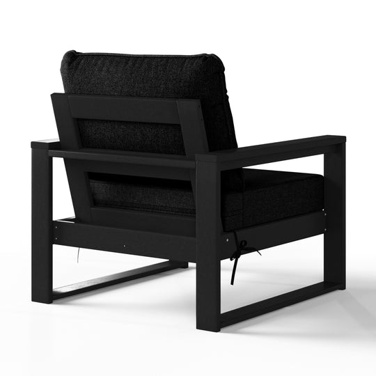 Outdoor Modern HDPE Patio Club Chair with Waterproof Deep Seat Cushions
