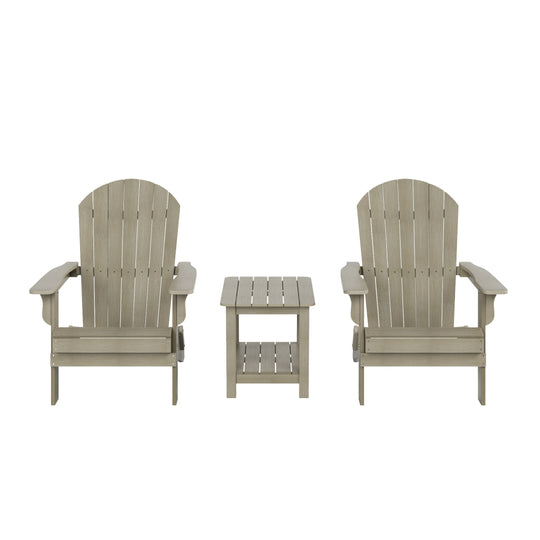 Tuscany HIPS 3-Piece Outdoor Folding Adirondack Chair With Side Table Set