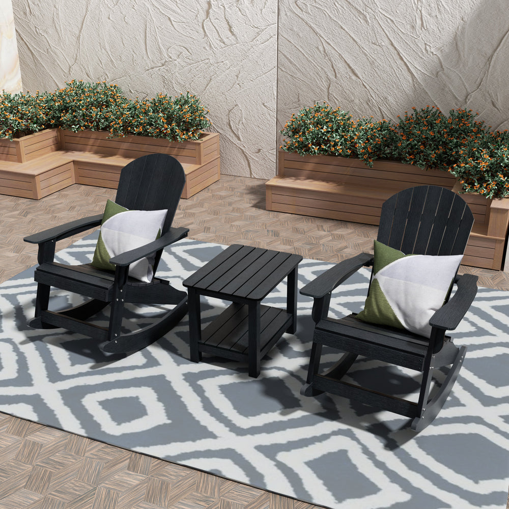 Tuscany 3-Piece HIPS Outdoor Rocking Adirondack Chair With Side Table