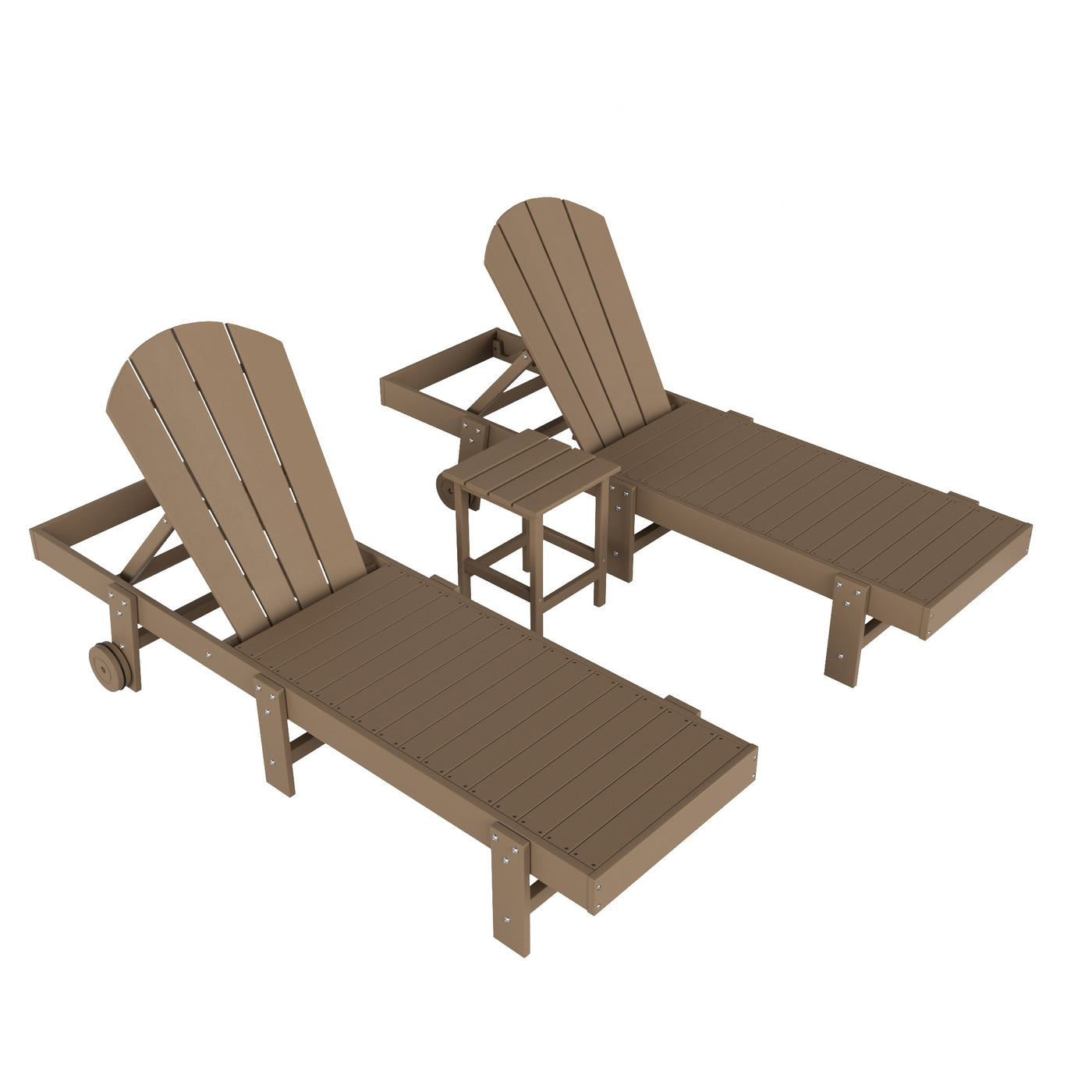 Malibu 3 Piece Poly Reclining Chaise Lounge With Wheels