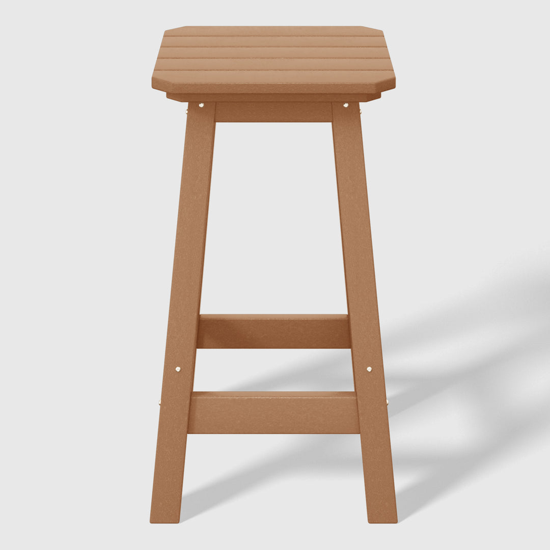 Malibu 24" HDPE Outdoor Patio Counter High Backless Square Bar Stools Set of Three