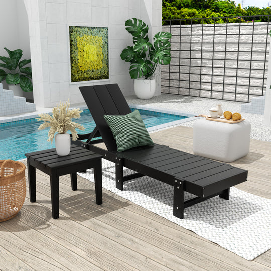 Ashore 2 Piece Modern Poly Reclining Chaise Lounge With Wheels