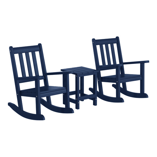 Malibu 3-Piece Kids Outdoor Rocking Chairs Set With Kids Square Side Table