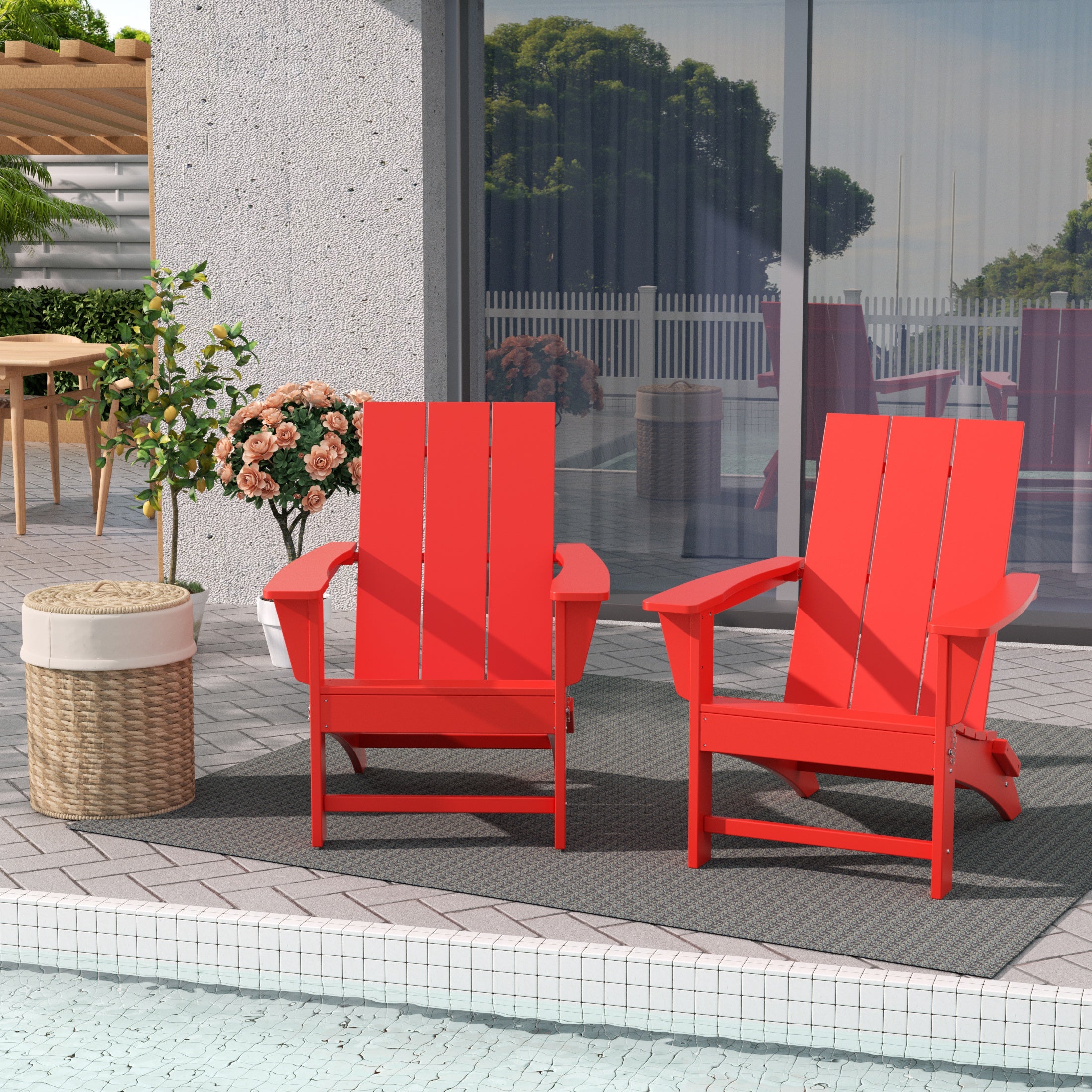 Ashore Modern Outdoor Folding Adirondack Chair (Set of 2