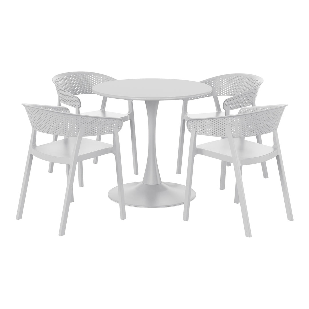 Playa 5-Piece Indoor Outdoor Metal Patio Dining Table Set With Stackable Patio Chairs
