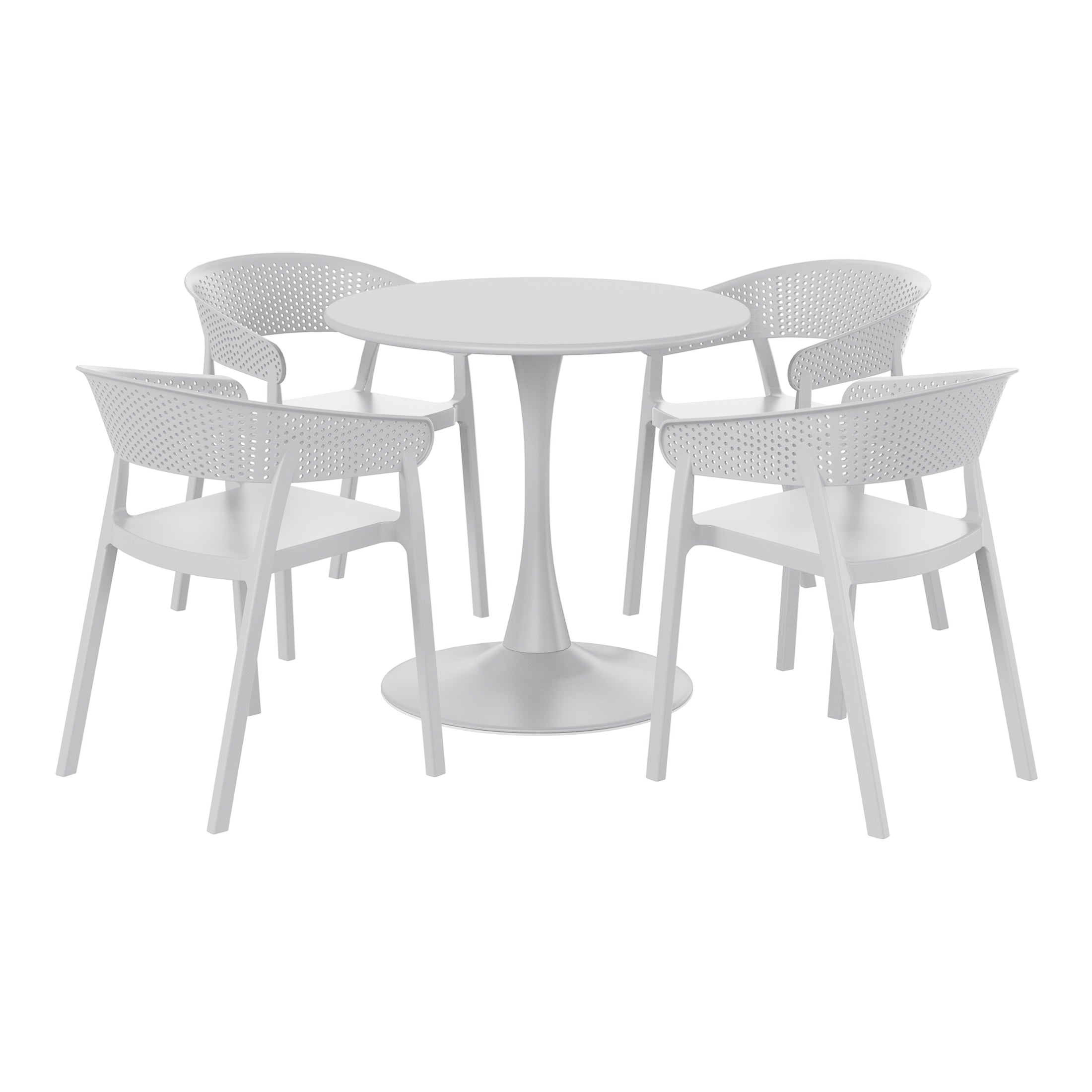 Playa 5-Piece Indoor Outdoor Metal Patio Dining Table Set With Stackable Patio Chairs