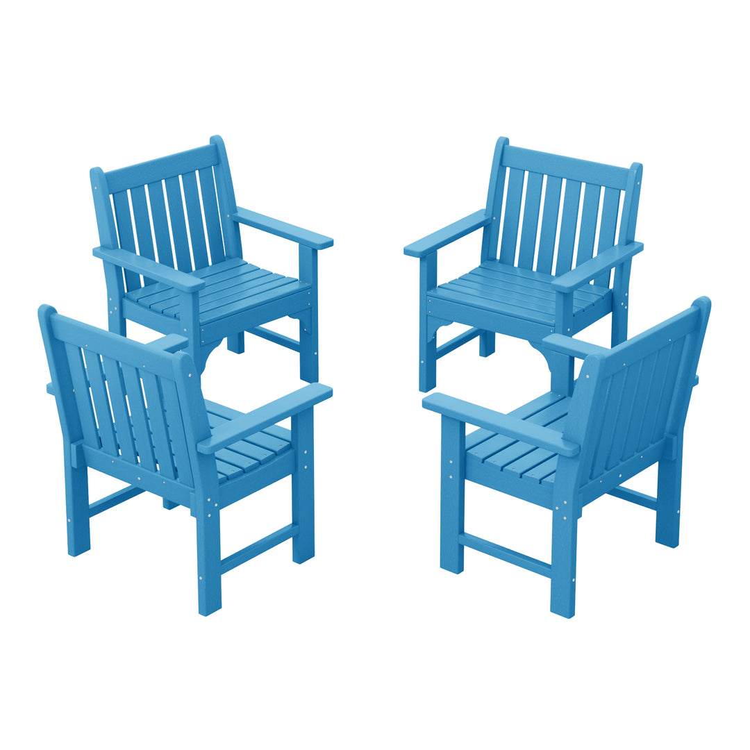 Malibu Outdoor Patio HDPE Adirondack Dining Arm Chairs (Set of 4)