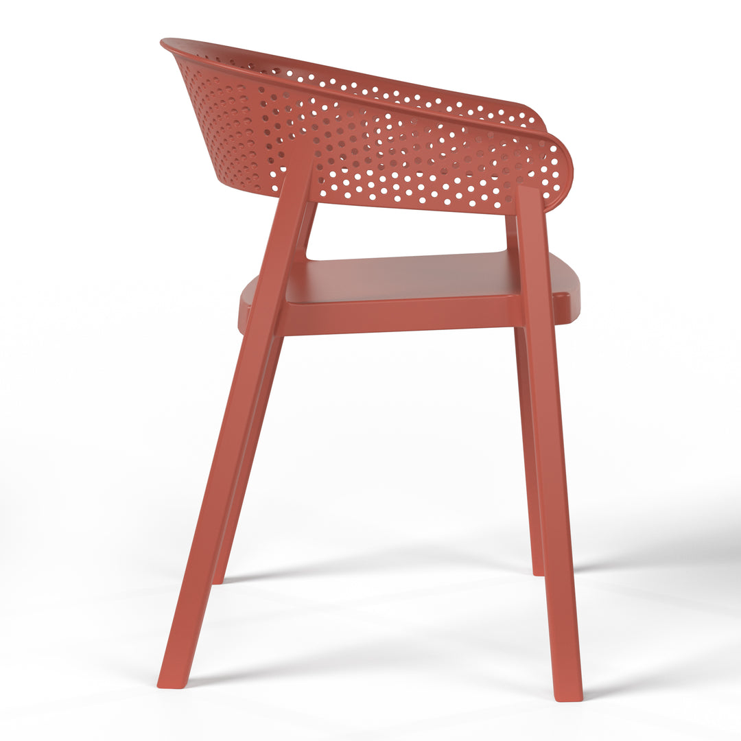 Playa 5-Piece Modern Patio Round Dining Table Set with Stackable Patio Dining Chairs