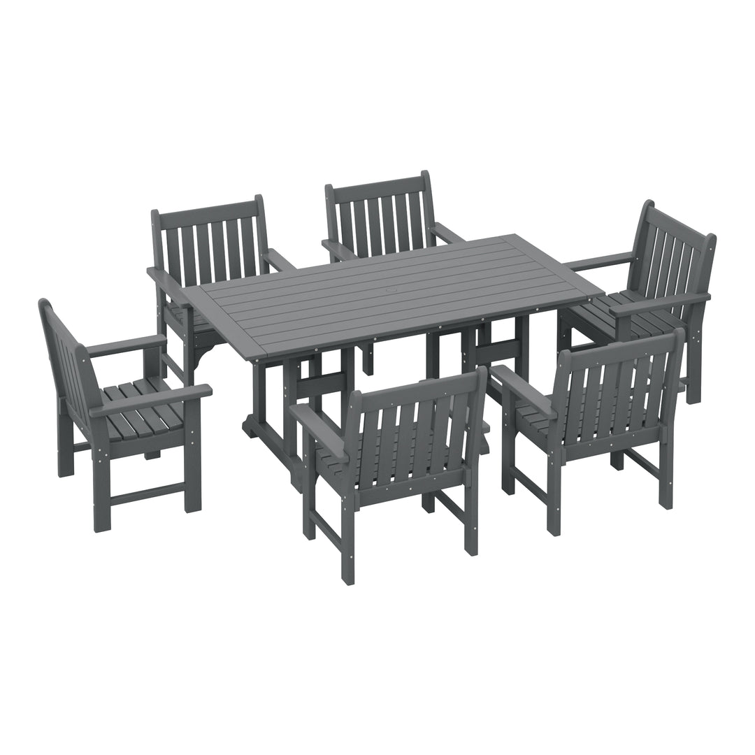 Malibu 7-Piece HDPE Outdoor Dining Patio Table and Chairs Set