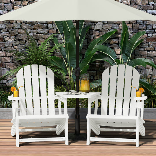 Azura Outdoor HDPE Adirondack Chairs With Connecting Table Tray (Set of 2)