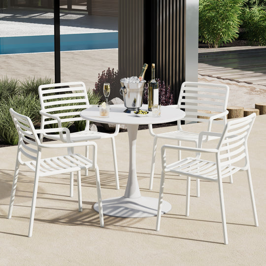Playa Outdoor Stackable Polypropylene Plastic Resin Dining Armchairs (Set of 4)