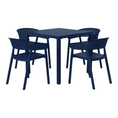Playa 5-Piece Outdoor Metal Frame Square Dining Table Patio Set with Stackable Patio Dining Chairs