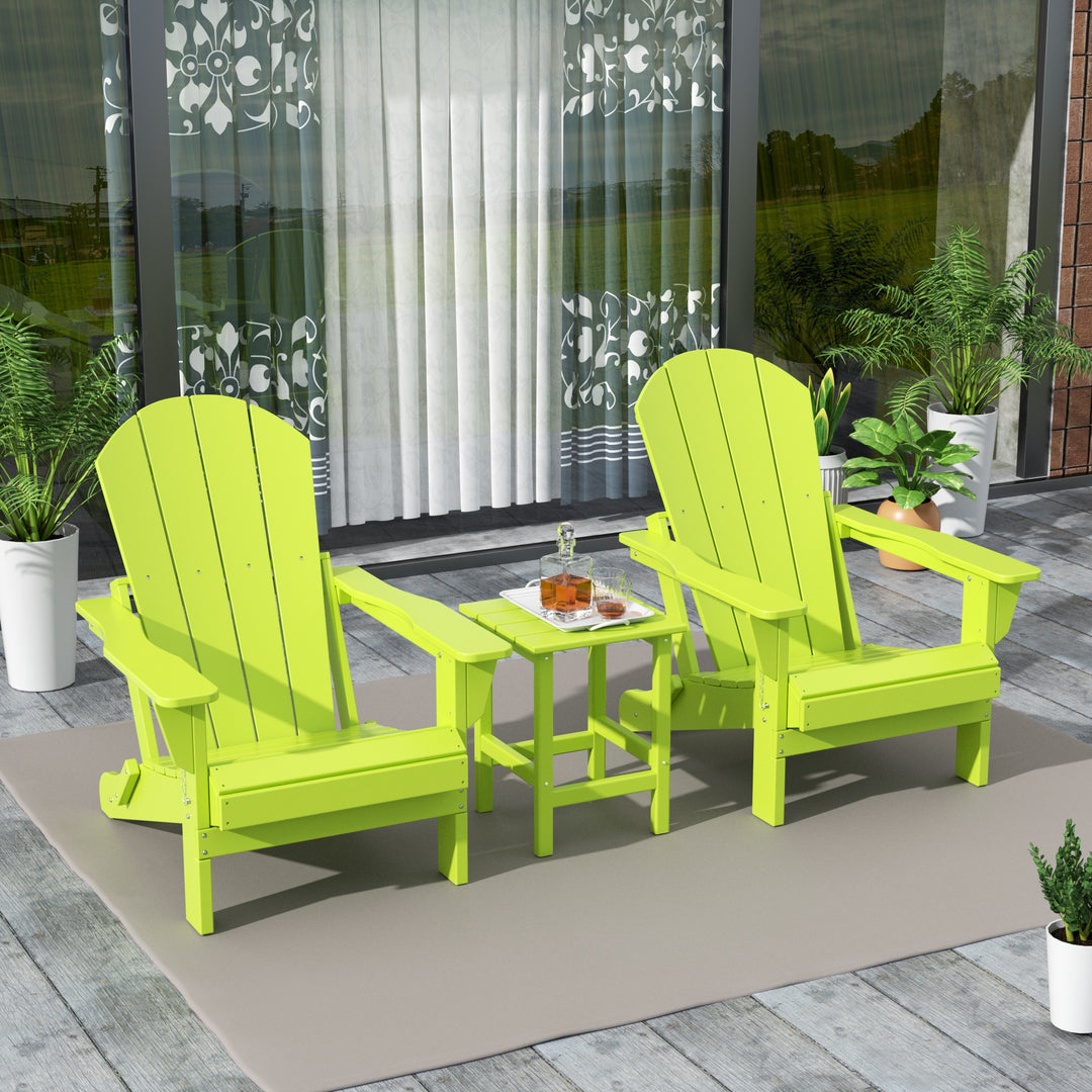 Malibu Westintrends 3-Piece set Outdoor / Patio Poly Adirondack chair set with a side table ( 2 seater )