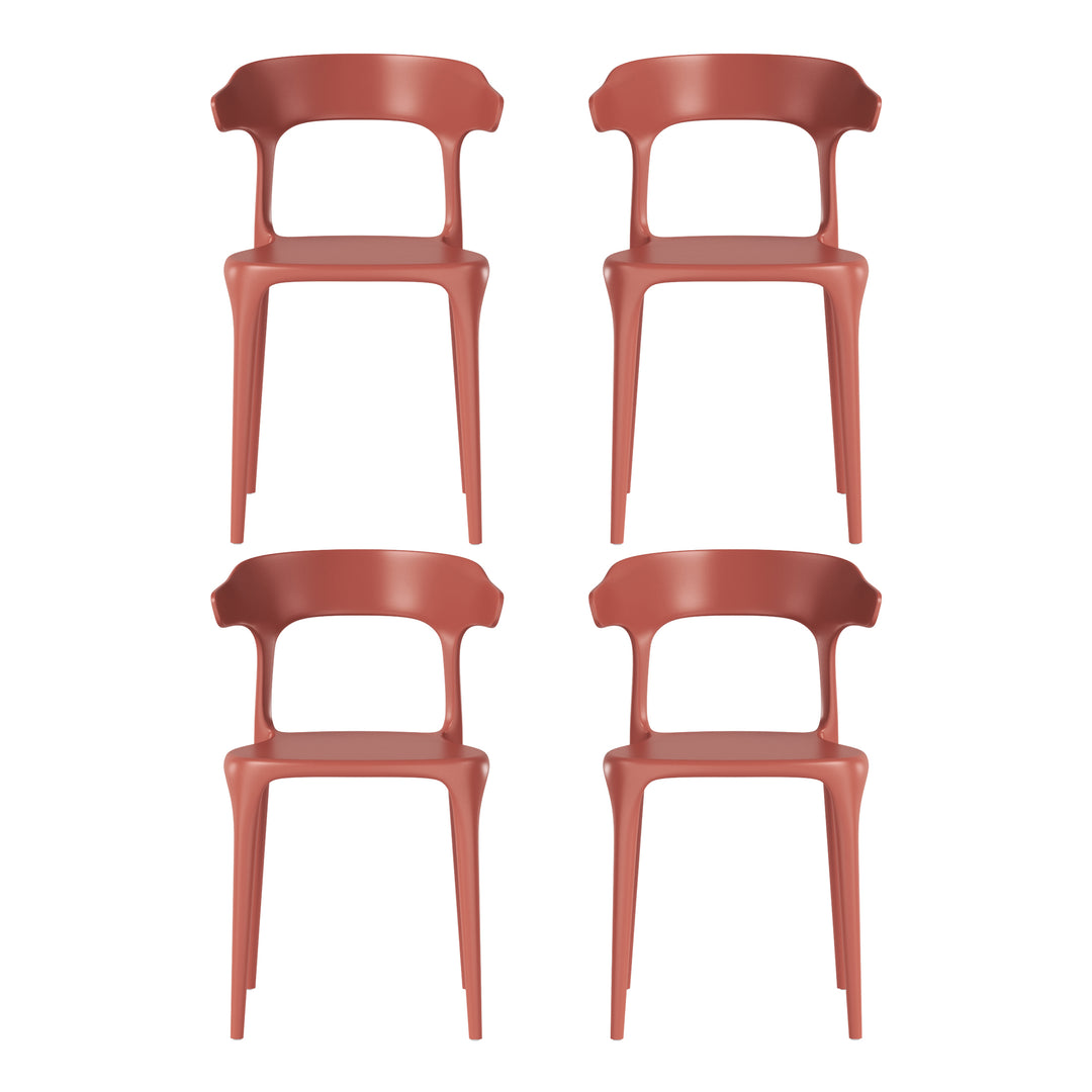Playa Modern Stackable Resin Plastic Patio Dining Chair (Set of 4)