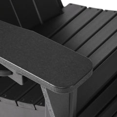 Highland Adirondack chair with cup holder in Black, armrest detail