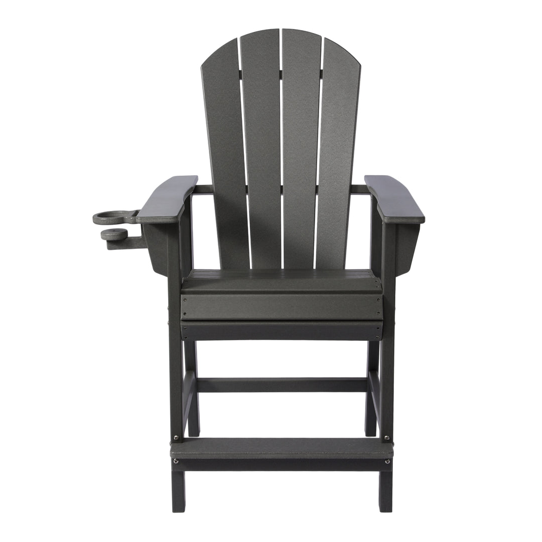 Malibu Outdoor HDPE  Tall Adirondack Counter Height Bar Chair With Cup Holder