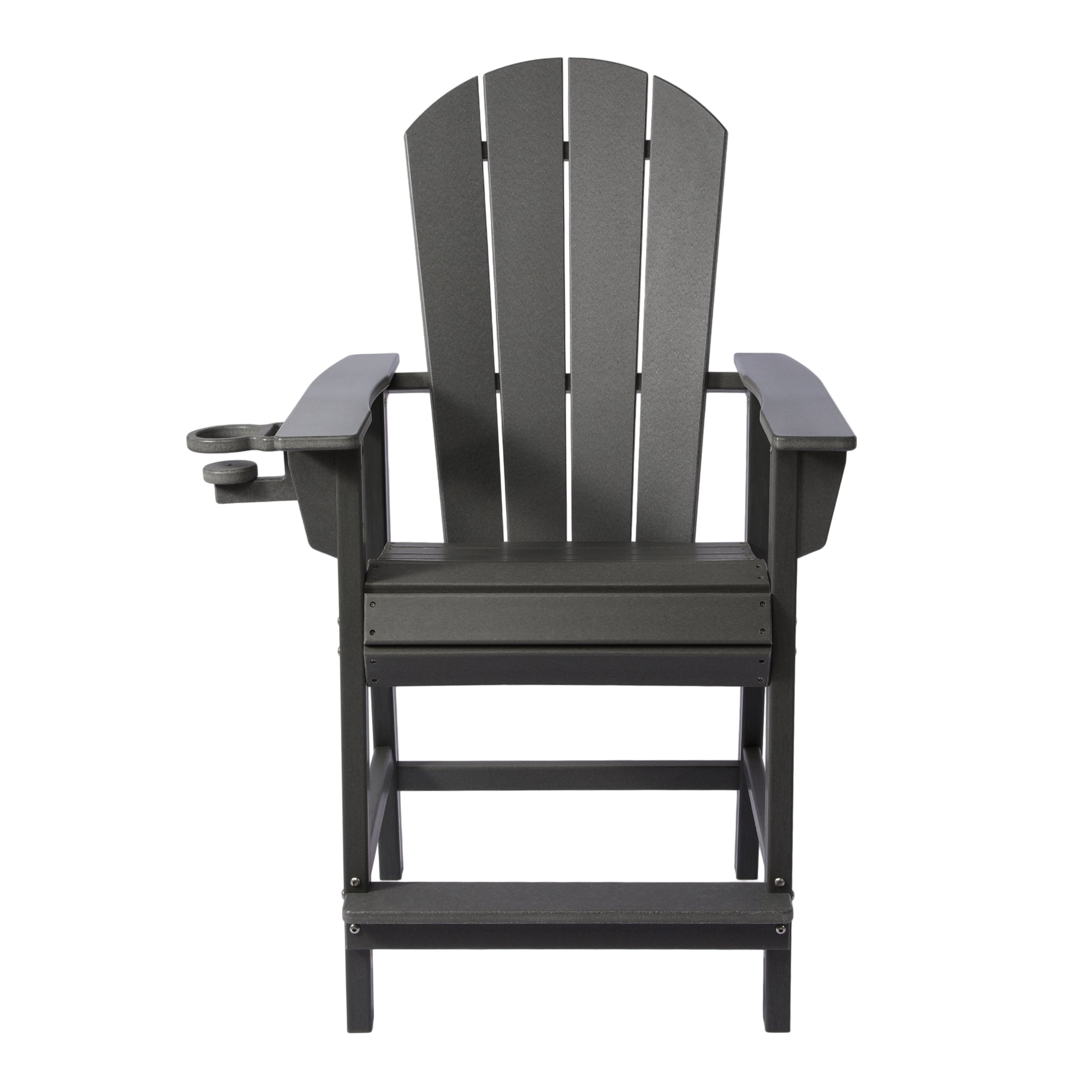 Malibu Outdoor HDPE  Tall Adirondack Counter Height Bar Chair With Cup Holder