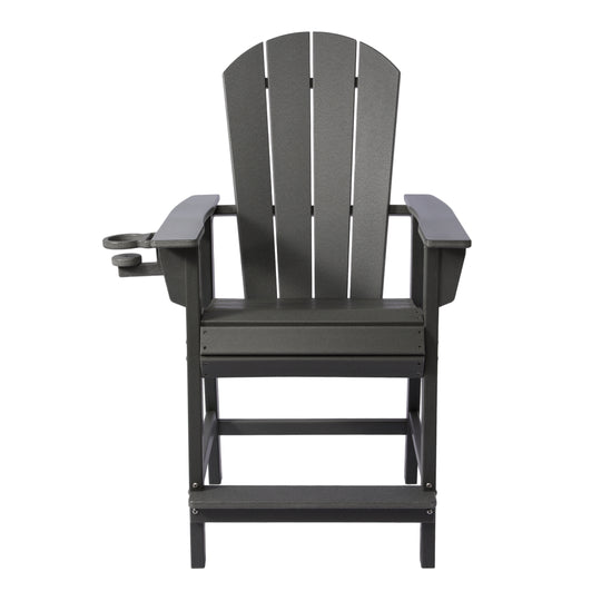 Malibu Outdoor HDPE  Tall Adirondack Counter Height Bar Chair With Cup Holder