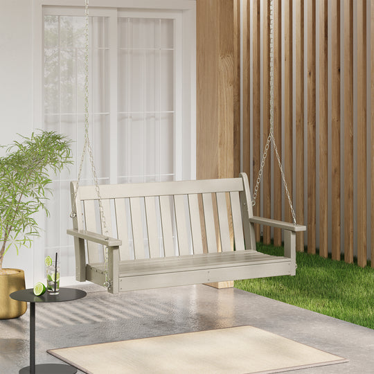 Malibu Outdoor Patio HDPE Hanging Front Porch Swing Bench