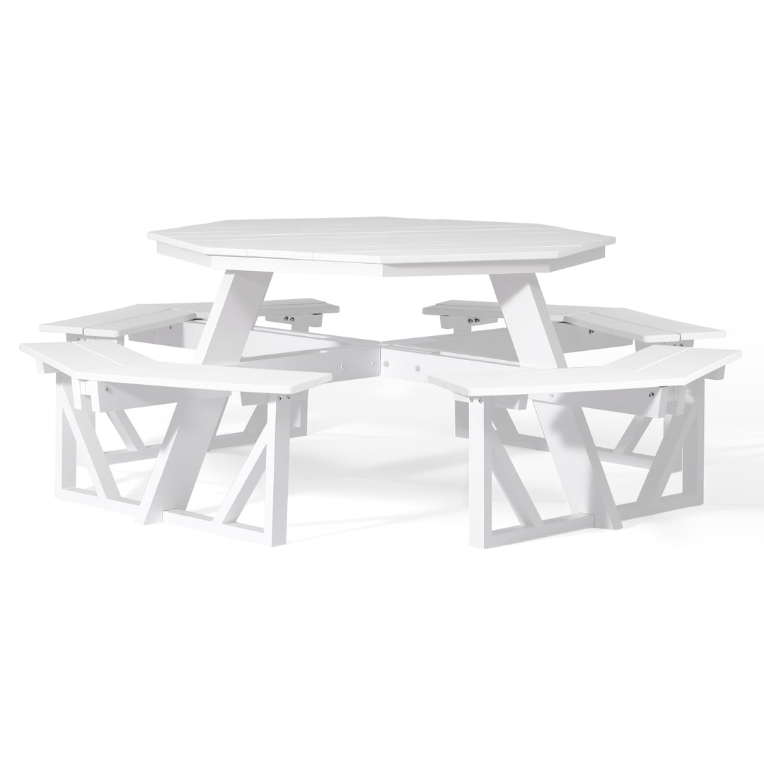 Outdoor 48" HDPE 8-Person Patio Octagon Picnic Table