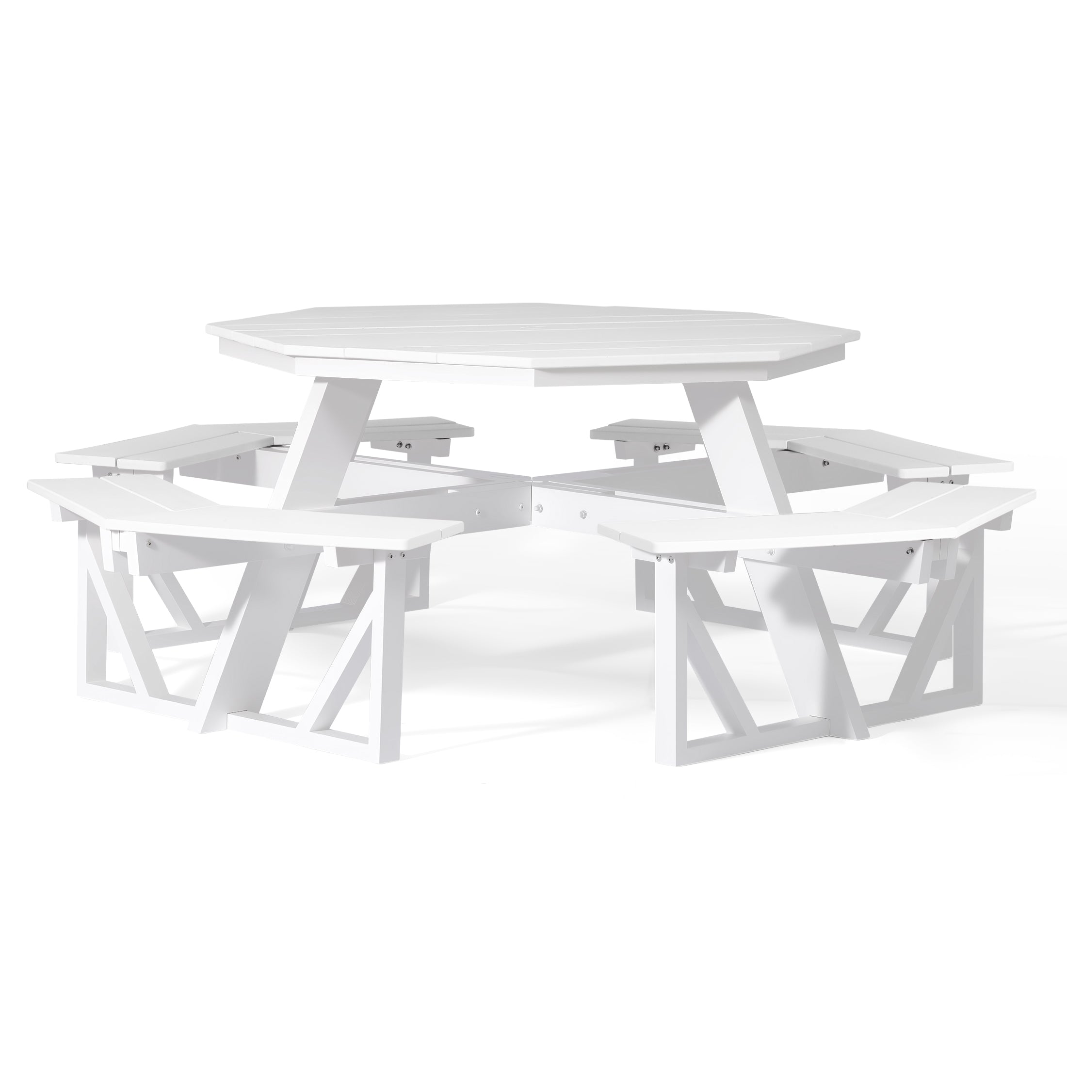 Greenville Outdoor 48" HDPE 8-Person Patio Octagon Picnic Table