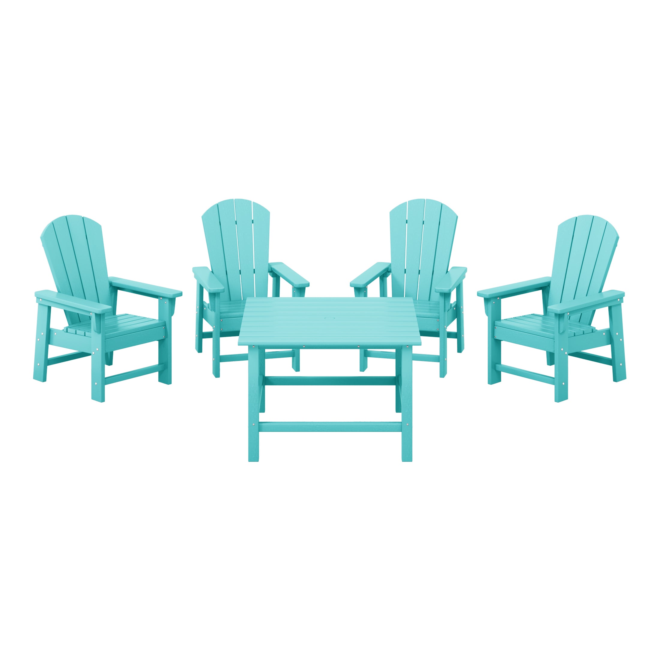 Malibu Kids 5-Piece HDPE Outdoor Square Patio Dining Table and Chairs Set
