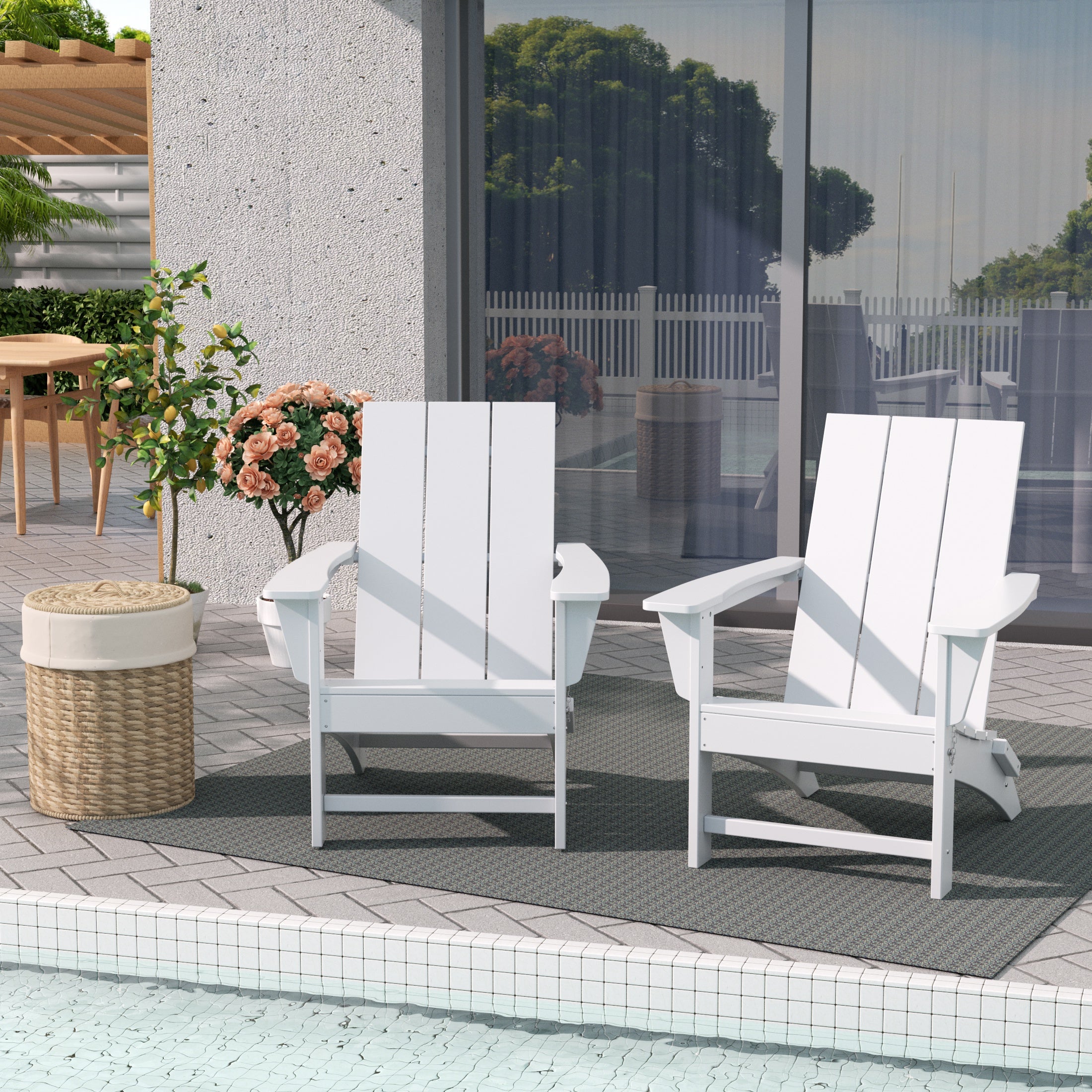 Ashore Modern Outdoor Folding Adirondack Chair (Set of 2)