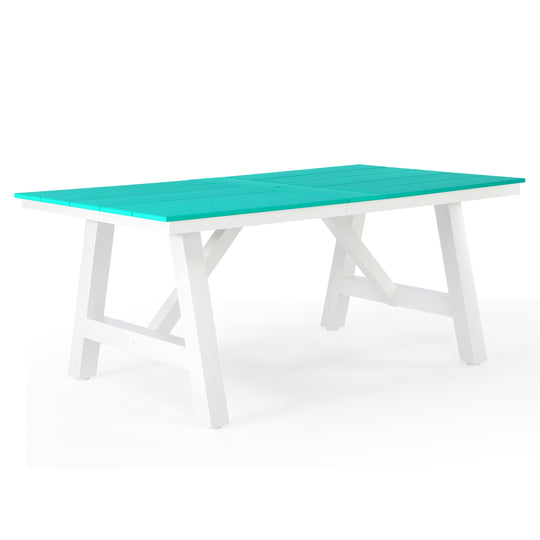 Cape May 72" HDPE Rectangle Outdoor Patio Dining Table With Umbrella Hole and Metal Frame