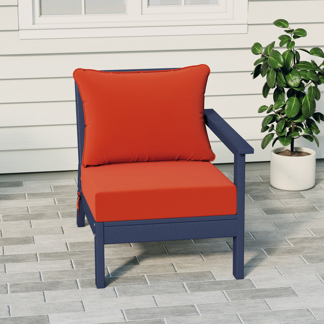 Avalon Outdoor Patio HDPE Right Arm Sectional Corner Club Chair with Patio Cushions
