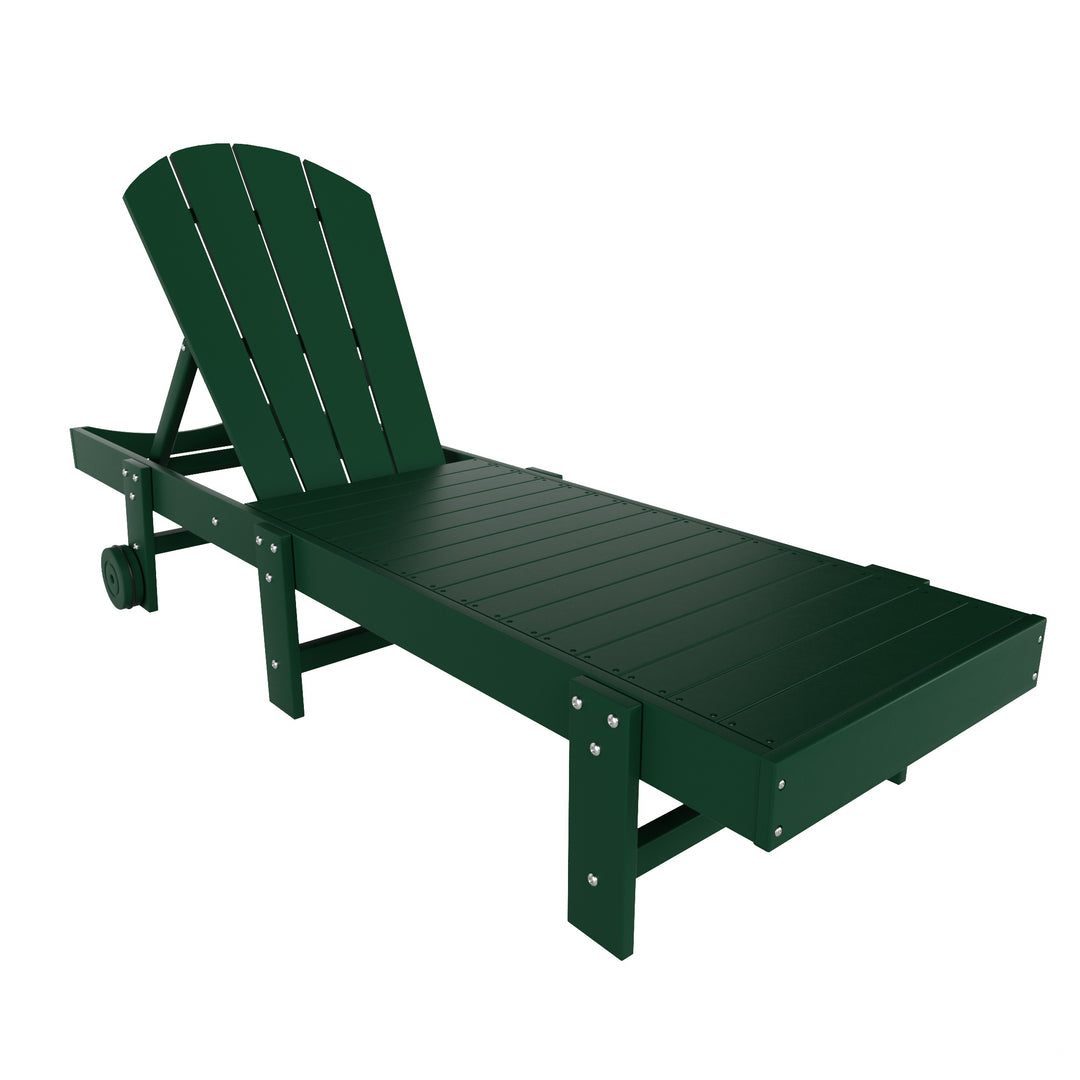 Malibu Adirondack Poly Reclining Chaise Lounge With Wheels