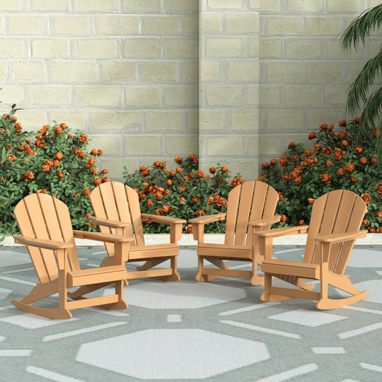 Malibu Outdoor Patio Porch Rocking Adirondack Chair (Set of 4)