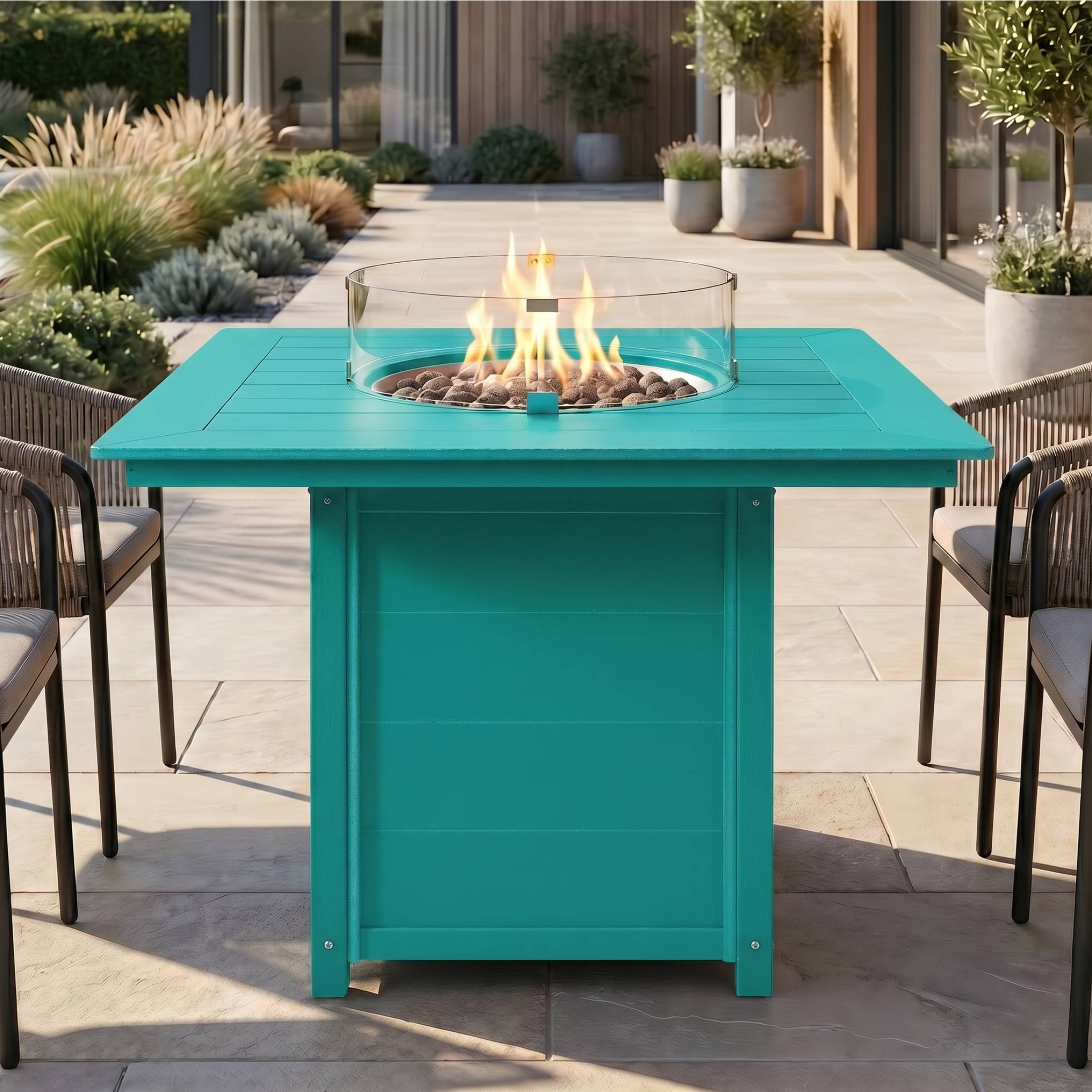 Helios 42" Modern Outdoor Patio Gas Propane Square Fire Pit Table