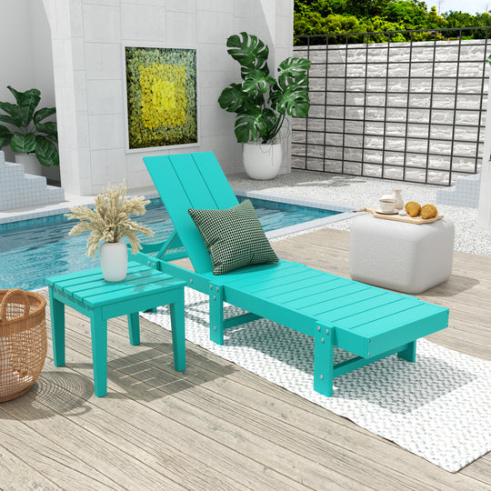 Ashore 2 Piece Modern Poly Reclining Chaise Lounge With Wheels