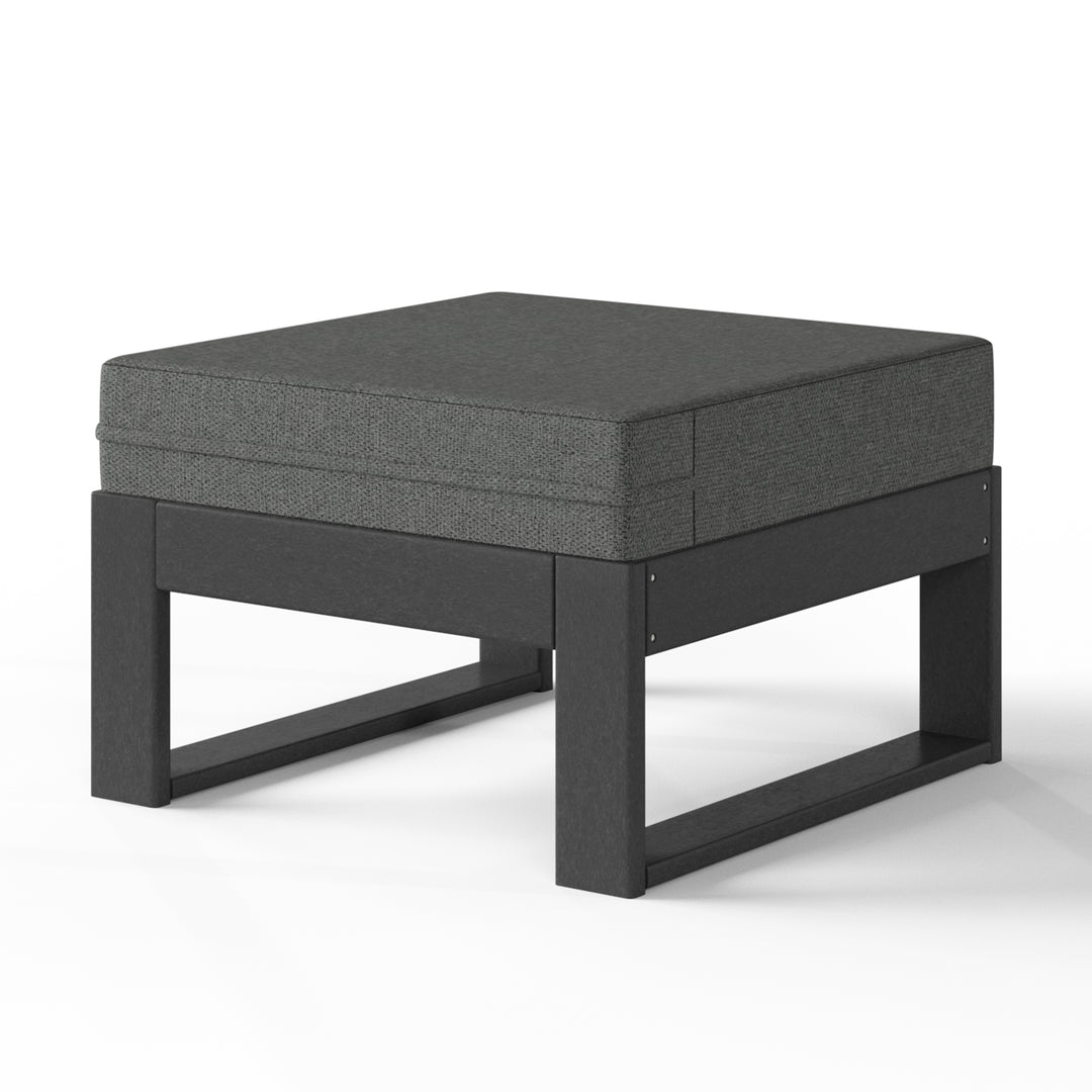 Montara Outdoor HDPE Patio Ottoman with Waterproof Olefin Cushions