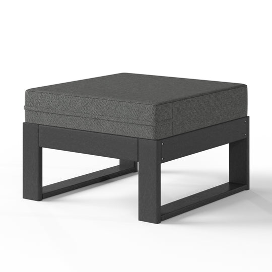Montara Outdoor HDPE Patio Ottoman with Waterproof Olefin Cushions
