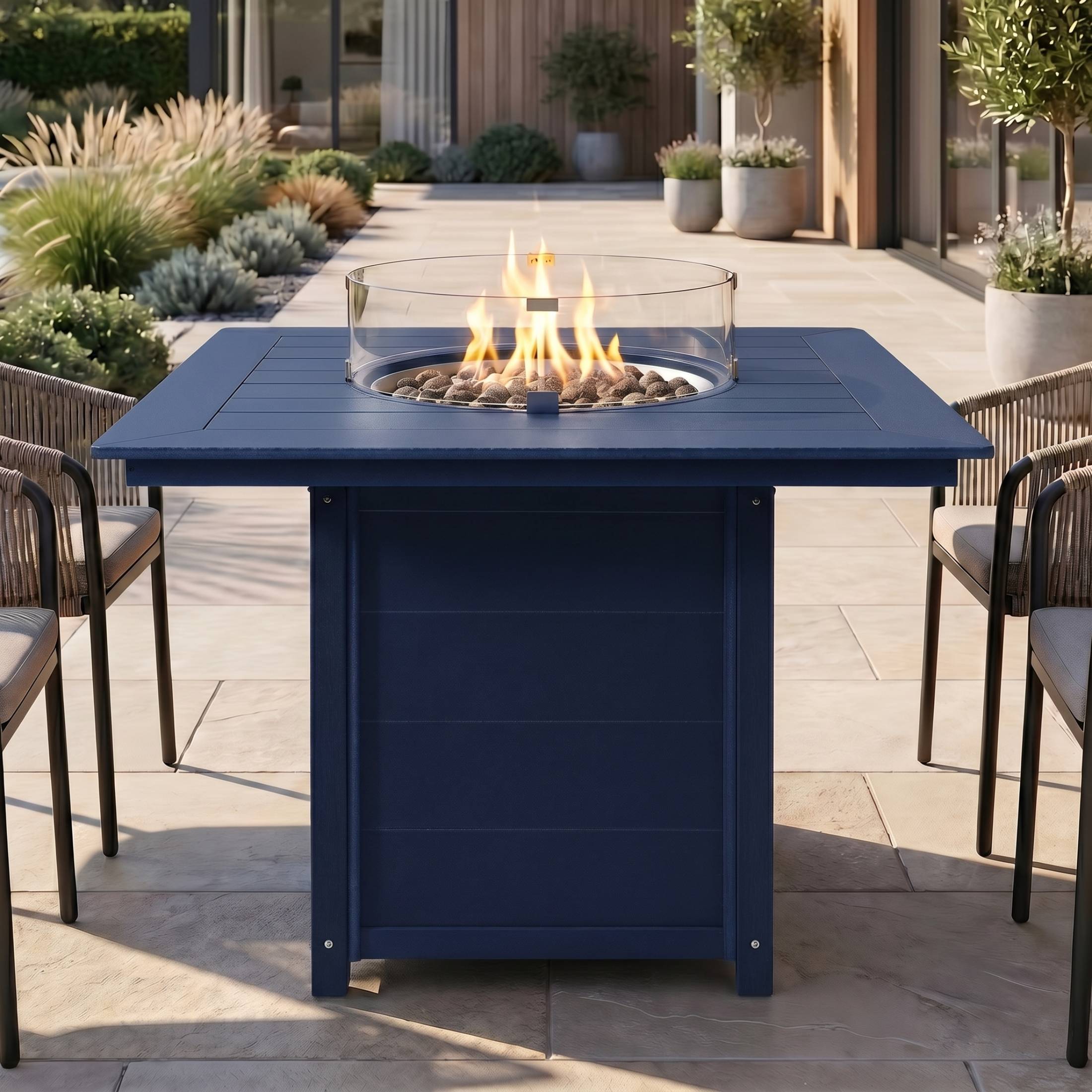 Helios 42" Modern Outdoor Patio Gas Propane Square Fire Pit Table