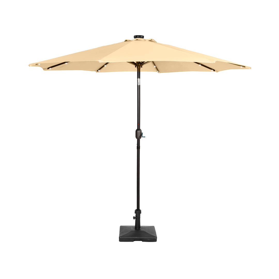 Cyrus 9 ft. Patio Solar Power LED Market Umbrella with Concrete Weight Base