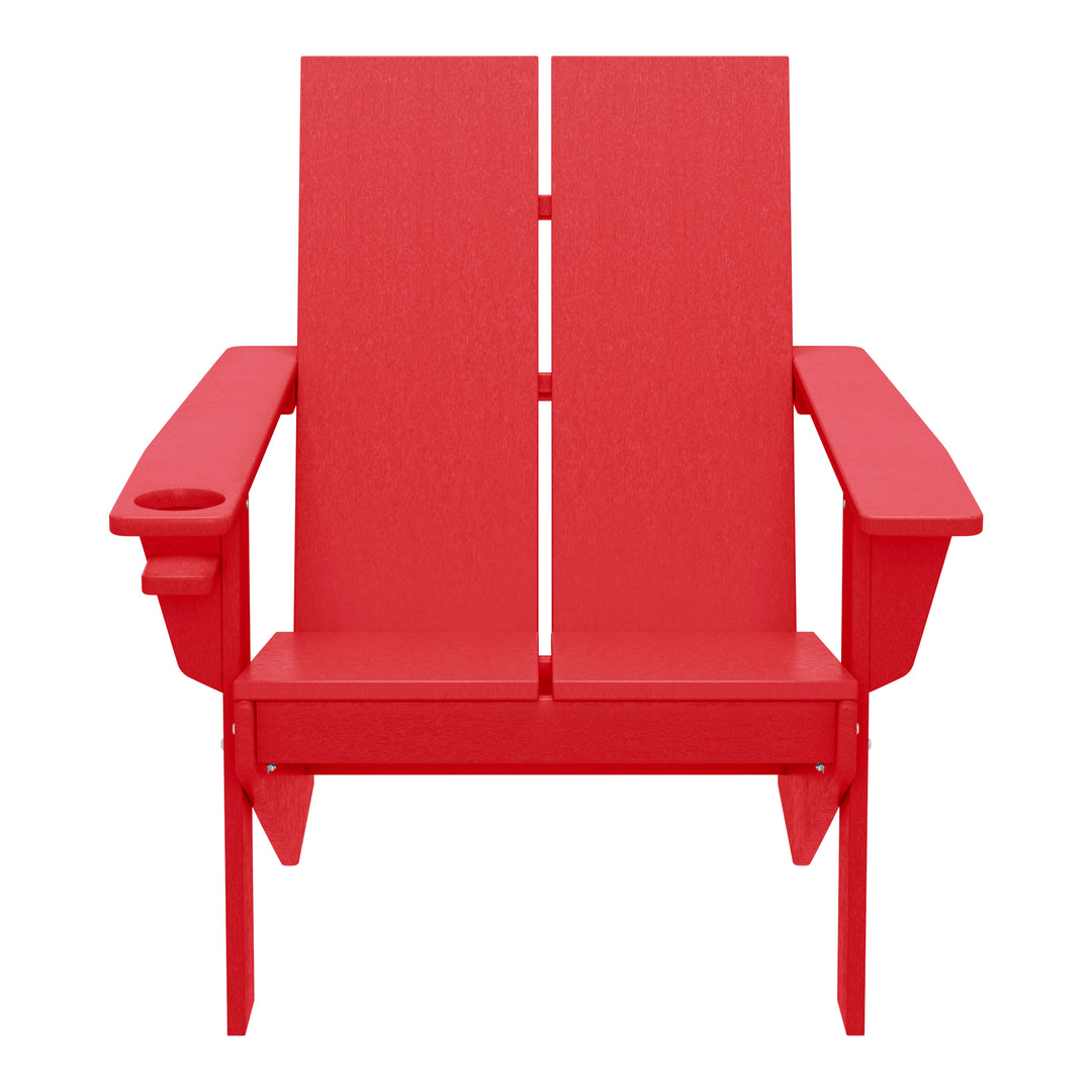 Riviera Outdoor HDPE Modern Adirondack Chair with Cup Holder (Set of 4)