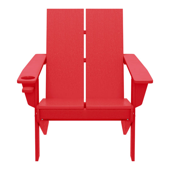 Riviera Outdoor HDPE Modern Adirondack Chair with Cup Holder (Set of 4)