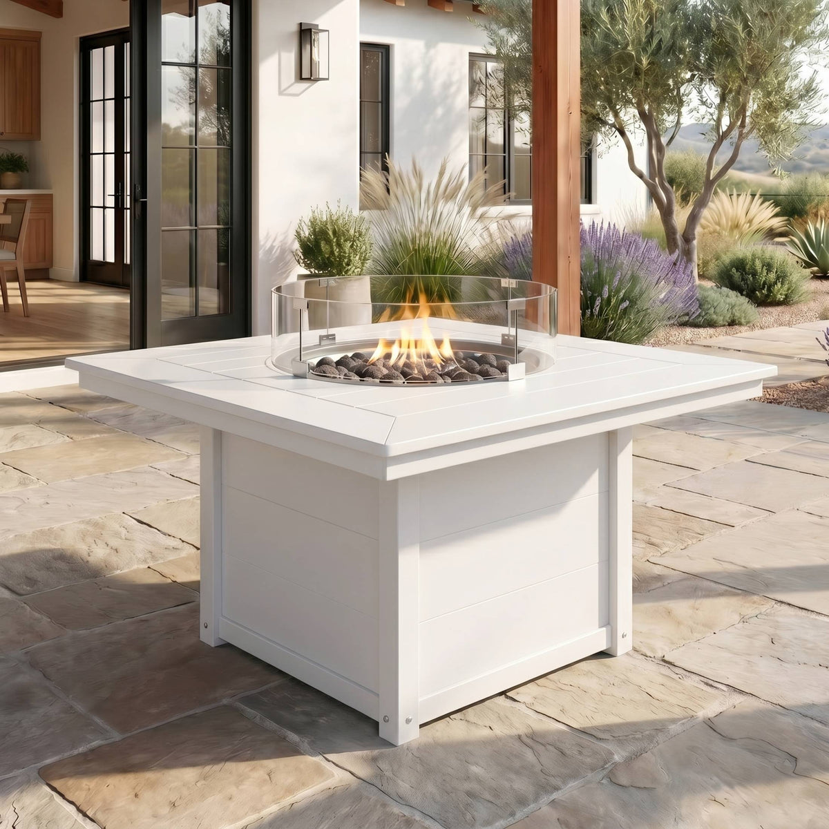 Helios 42" Modern Outdoor Patio Propane Square Fire Pit Table