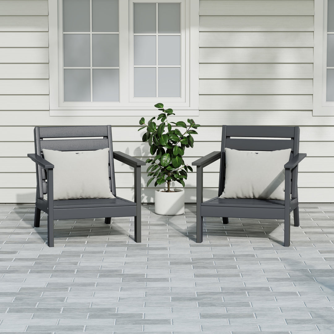 Avalon Outdoor Patio HDPE Deep Seating Armchair (Set of 2)