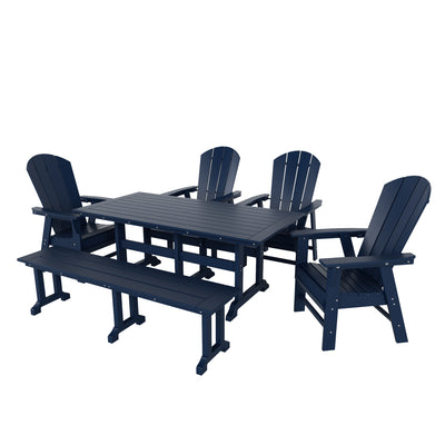 Malibu 6 Piece Outdoor Patio Dining Table and Armchair Dining Bench Set